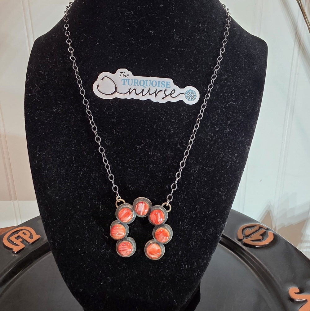 Coral Circle Pendant Necklace - Coral Red